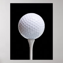 Golf Ball & Tee on Black - Customized Template Print
