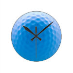 Golf Ball Texture Dimples Arctic Blue Round Clocks