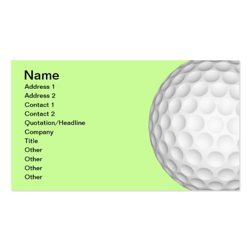 Golf Balls Collage Business Card Templates (front side)