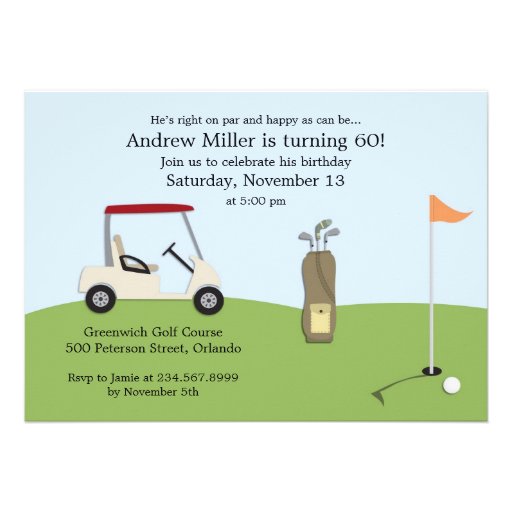 Golf Birthday Flat Invitation (front side)