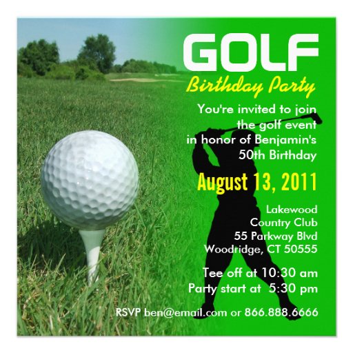 Golf Birthday Party Invitation (front side)