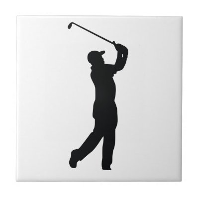 Golf Black Silhouette Shadow Ceramic Tile