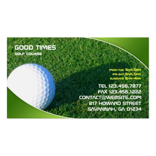 Golf Business Card (front side)
