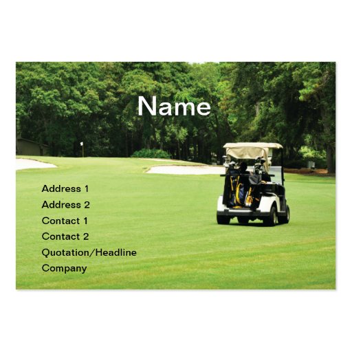 golf cart on a fairway business card template (front side)