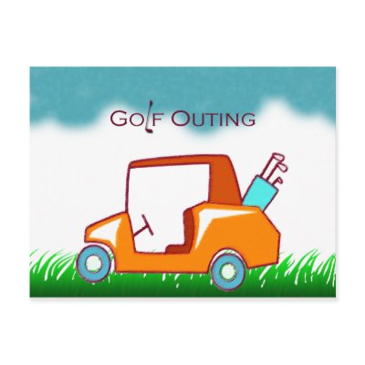 golf cart outing invite postcards by partypassion