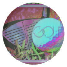 GOLF Club Ball Digital Art Image Dinner Plates