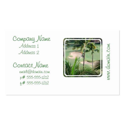 Golf Course in Tropics Business Cards (front side)