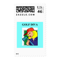 golf diva postage stamps