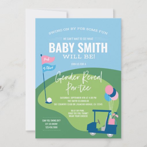 Golf Gender Reveal Par Tee Invitation Zazzle