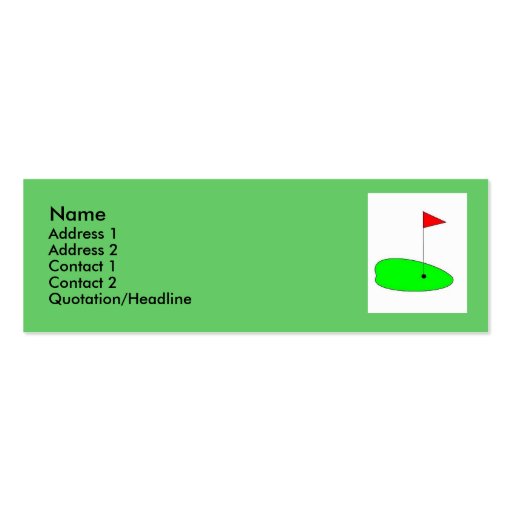 Golf green profile card business card (front side)