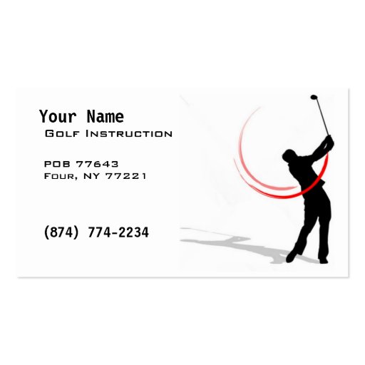 Golf Instruction Business Card (front side)