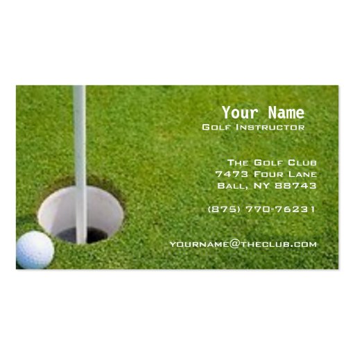 Golf Instruction Business Card Template (front side)