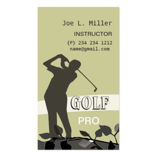 Golf Instructor Coach Teacher Business Card (front side)