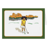 Golf Kids Cards, girl and red rocks