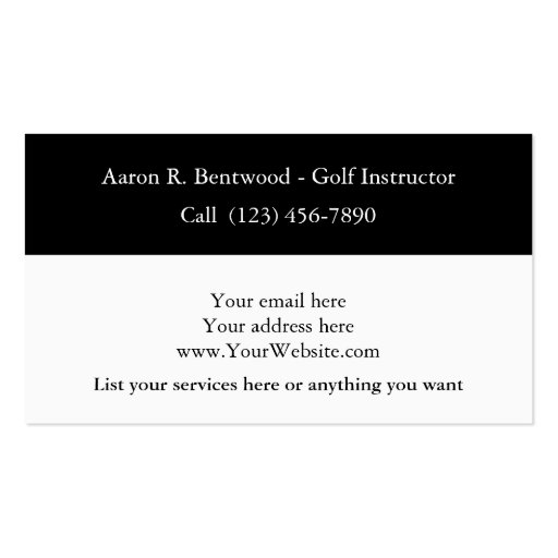 Golf Lessons Business Cards (back side)
