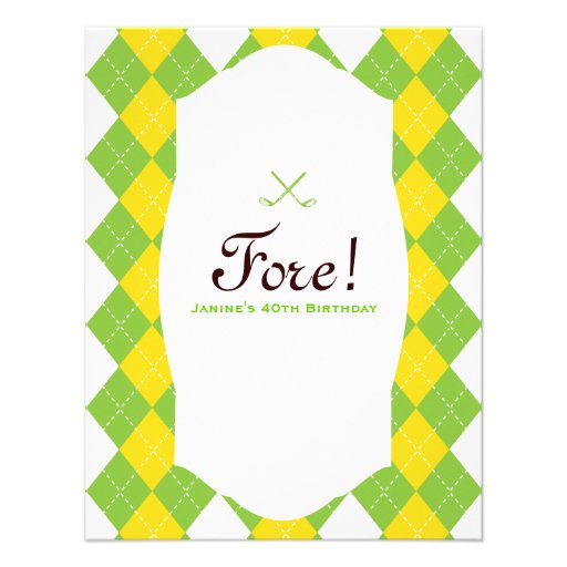 Golf Party Argyle Preppy Custom Announcement