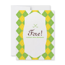 Golf Party Argyle Preppy Custom Announcement