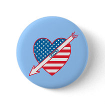 Golf Patriot Heart Flag Buttons