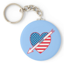 Golf Patriot Heart Flag Key Chains