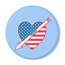 Golf Patriot Heart Flag Magnets