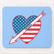 Golf Patriot Heart Flag Mouse Pad
