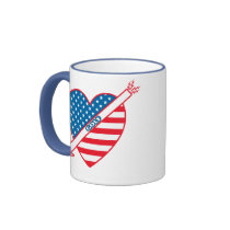 Golf Patriot Heart Flag Coffee Mugs
