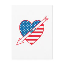 Golf Patriot Heart Flag Post Cards