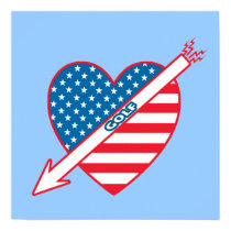 Golf Patriot Heart Flag Print