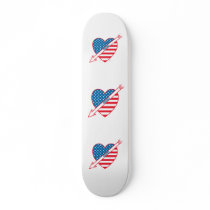 Golf Patriot Heart Flag Custom Skate Board