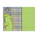 golf plaid with bag postcards