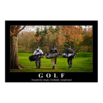 Golf poster featuring three friends walking toward
