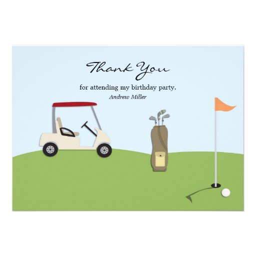 Golf Thank You Flat Card Personalized Invitations