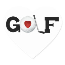 Golf With Golf Ball Tshirts and Gifts Heart Stickers
