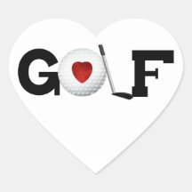 Golf With Golf Ball Tshirts and Gifts Heart Stickers
