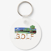 Golf with Golf Carts keychains
