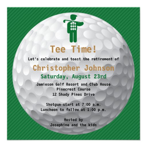 Golfball Green Golf Retirement Party Invitation