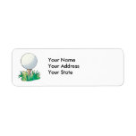 golfball sitting on golf tee custom return address label