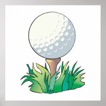 golfball sitting on golf tee posters