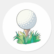 golfball sitting on golf tee round stickers