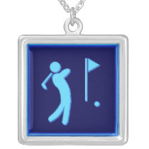 Golfer - BlueBkg Custom Necklace