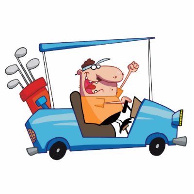 golf cart cartoon. Golfer-drives-golf-cart Photo