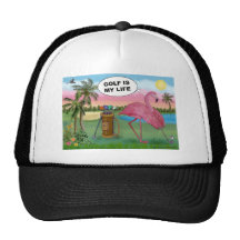 Golfer Flamingo - Golf is my life Hats
