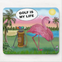 Golfer Flamingo - Golf is my life mousepads