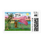 Golfer Flamingo - Golf is my life postage