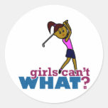 Golfer Girl Round Sticker