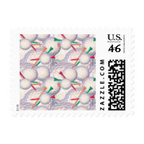 Golfer; Golf Balls & Tees Pattern Stamps