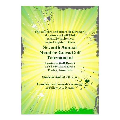 Golfer Golf Cart Golfing Tournament Invitation