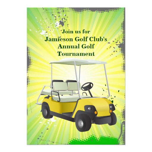 Golfer Golf Cart Golfing Tournament Invitation