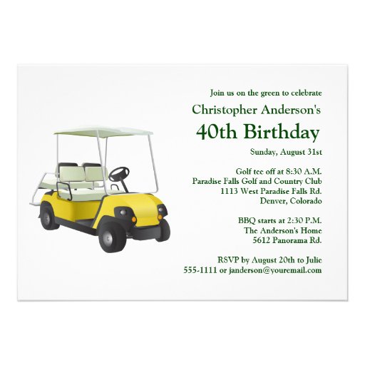 Golfer Golf Golfing 40th Birthday Invitation