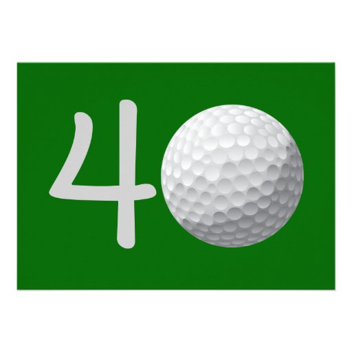 Golfer Golf Golfing 40th Birthday Invitation